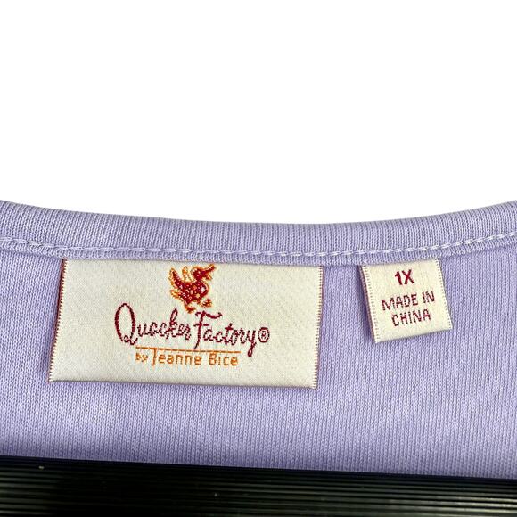 NEW NWOT Quacker Factory Plus Size 1X Purple Angels Christmas Blouse Shirt Top - Picture 2 of 6